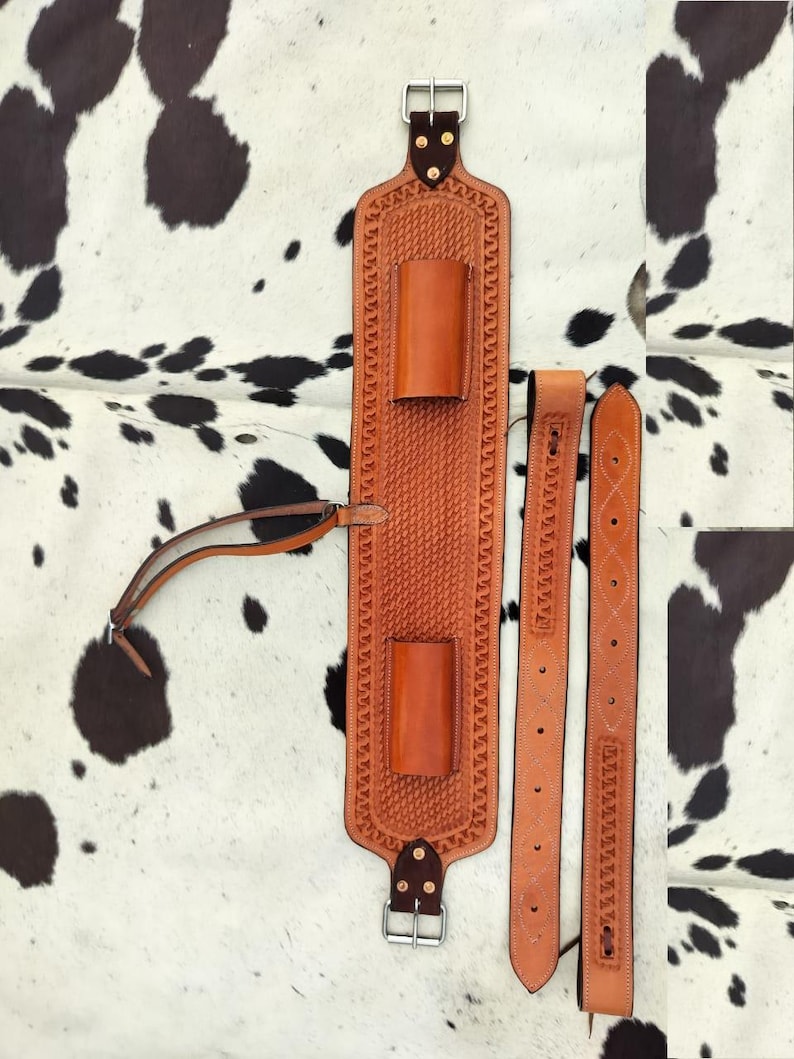 Western Horse Saddle Cinch for Horse Saddle Hand Tooled Leather Girth ...