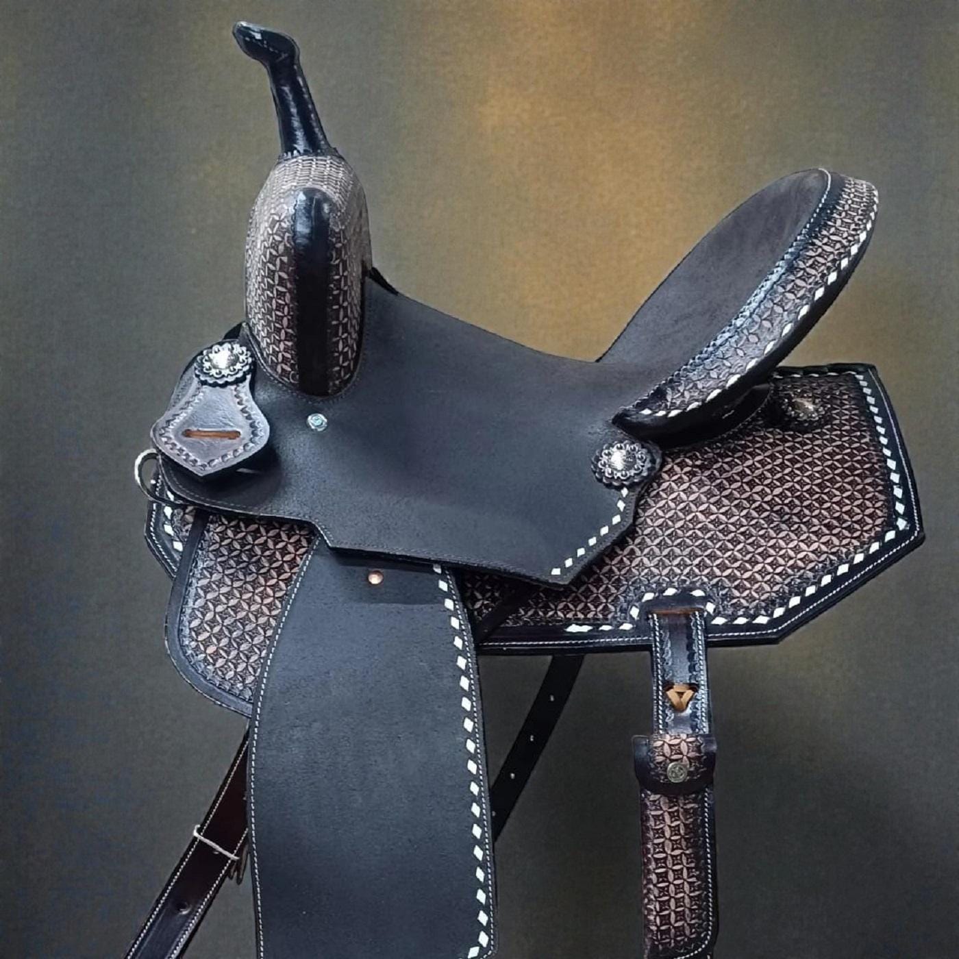 Ensemble selle Western Ranch Roper en cuir premium avec collage