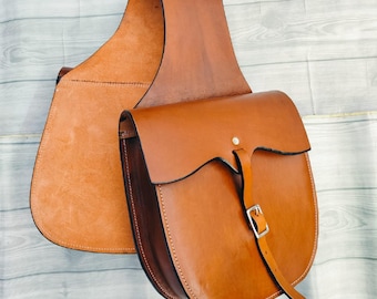 Sacoche De Selle Western Ridex - Cuir Véritable Pour Cheval - Trail Horse