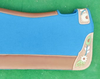 Synthetic Wool Felt Western Saddle Pad For Horse Saddle , Dark Sky Blue, 32x32 inches