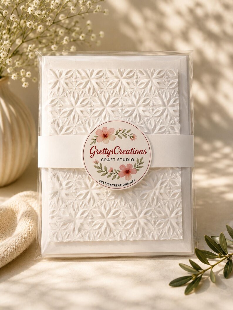 Embossed Blank Note Card Set: Handmade All Occasion Stationery With ...