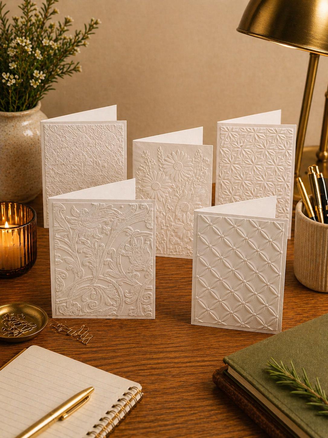 Handmade Card Set Embossed Blank Note Card Set: Handmade All Occasion Stationery With ...