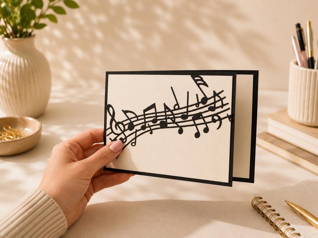 Handmade Musical Notes Card: Music Lover Greeting - Etsy