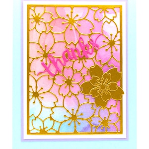Thanks You Are Amazing-kaart – roze en gouden bloemen Sakura-ontwerp – handgemaakt aquarelbriefje – aanmoediging, waardering, vriendschapscadeau