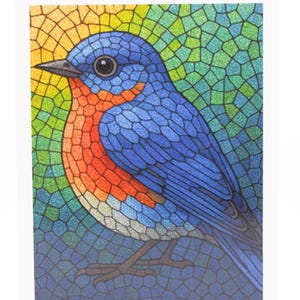 Bluebird-mozaïek blanco binnenkaart, envelop voor alle gelegenheden bedankt verjaardag vriendschap beterschap groeten viering gepersonaliseerde notitiekaart