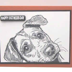 Alles Gute zum Vatertags Karte mit süßer Hunde Skizze – Handgemachter Gruß für Papa – Lustige Tierliebhaber Karte – A2 Größe – Leere Innenseite – Hündchen Design