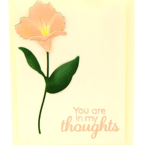 Handgemaakte beterschapskaart - bloemen Thinking of You-kaart - aanmoedigingsbriefje - beterschapsgroet - roze bloem papieren kaart