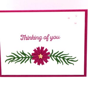 Carte "Pensée à vous" avec une fleur rose dimensionnelle - Encouragement à la guérison - Carte de correspondance florale faite main en couches - Cadeau pour vous sentir mieux
