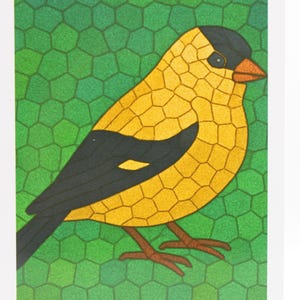 Tarjeta interior en blanco con mosaico de jilguero, sobre para toda ocasión, agradecimiento, cumpleaños, amistad, pronta recuperación, saludo, celebración, tarjeta de nota personalizada