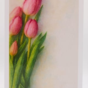 Tulpen aquarel blanco binnenkaart, envelop voor alle gelegenheden bedankt verjaardag vriendschap beterschap groeten viering gepersonaliseerde notitiekaart
