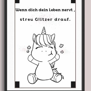 あなたの人生があなたを悩ませているなら、壁の絵のポスターの装飾、キラキラを散らす、ユニコーン、子供のデジタルファイル、キッチンのリビングルーム、かわいい面白いクールなことを言う