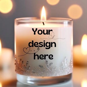 Glas Kerze Candle Mockup Print on demand Vorlage Design digital Mock ups präsentieren Bild Download schön mockup Kugeln Lichter Blumen
