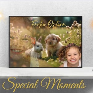 Frohe Ostern happy Eastern Geschenk Gruß Karte Bild Porträt digital Kind Oma Oma Mama Papa personalisierte Vorlage Gift Familie Überraschung