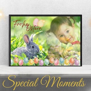 Joyeuses Pâques joyeux cadeau de Pâques carte de voeux photo portrait numérique enfant grand-mère mamie maman papa modèle personnalisé cadeau famille surprise