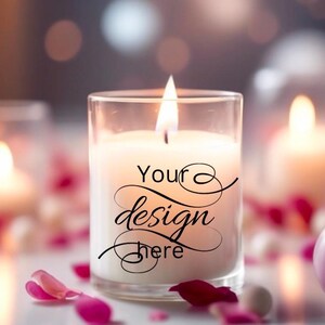 Glas Kerze Candle Mockup Print on demand Vorlage Design digital Mock ups präsentieren Bild Download schön mockup Kugeln Lichter Blumen
