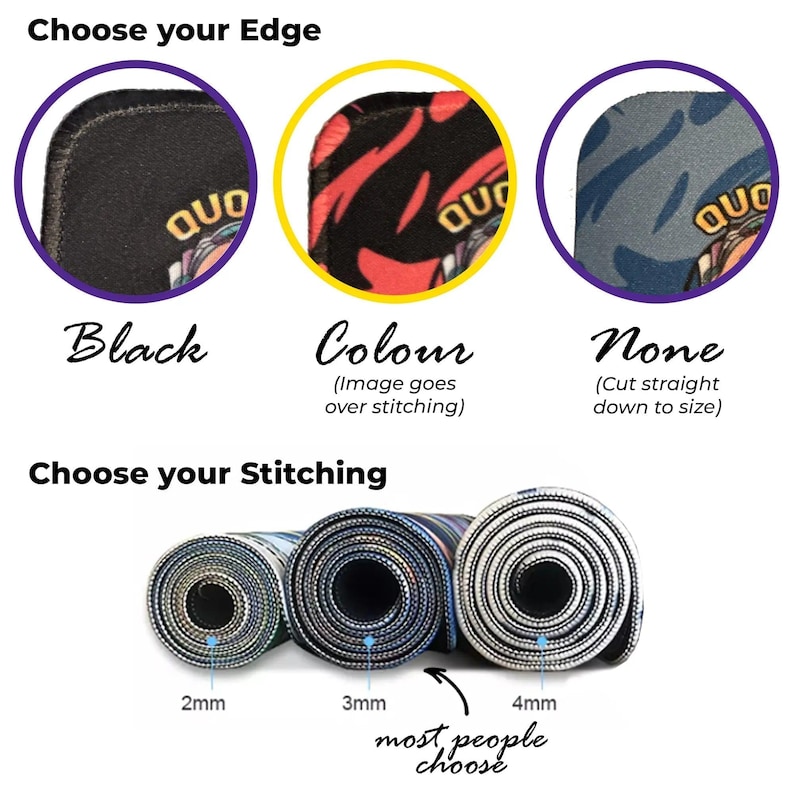 Mousepad stiching thickness chart