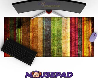 Alfombrilla de ratón con diseño de rayas 389521 - Alfombrilla de escritorio grande, alfombrilla para juegos XL, extendida, resistente al agua