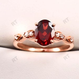 Handmade  Garnet Dainty Ring, Sterling Silver, january Birthstone, Minimalist Delicate Jewelry Gift for Wife
