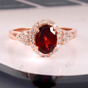Handmade  Garnet Dainty Ring, Sterling Silver, january Birthstone, Minimalist Delicate Jewelry Gift for Wife