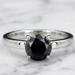 Echte 925er Silber Schwarzer Turmalin Ring Rundschliff Dunkle Kristall Solitär Für Frauen Goth Hochzeitsband Handgefertigte Gothic Schmuck Geschenk