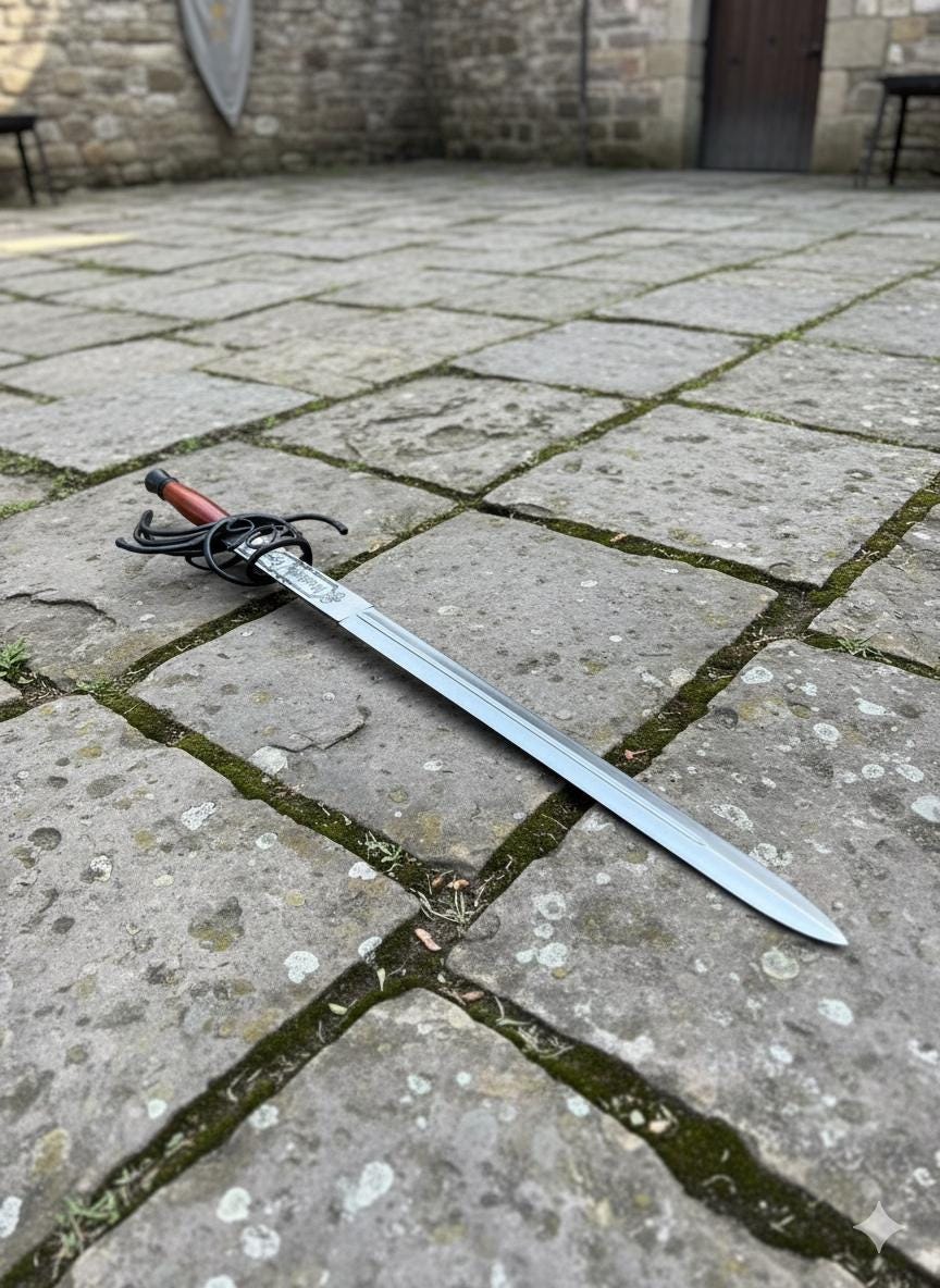 手作りの中世レイピア：革の鞘付き炭素鋼の剣 - Etsy 日本