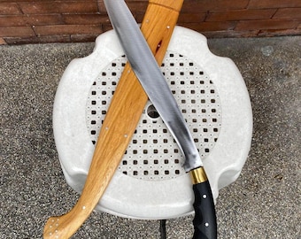 Handmade 34" High Carbon Steel Sword | Micarta Handle | Wooden Scabbard | Collectible Handmade Blade