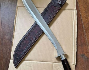 Hand-Forged High Carbon Steel Sword | Cow Leather Sheath  | Chico Wood Handle | Collectible Fantasy Blade