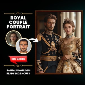Individuelles Königspaar Portrait vom Foto | Renaissance Porträt | Leinwanddruck | Valentinstag Geschenk | Geschenkidee zum Geburtstag | Digitaler Download