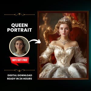 Custom Royal Queen Portrait: Renaissance Style Gift (Digital Download)