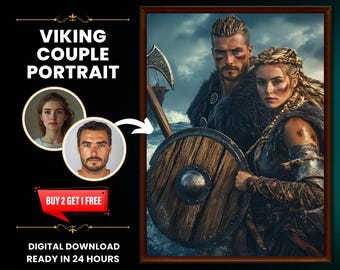 Custom Viking Couple Portrait from Photo (Digital Download)