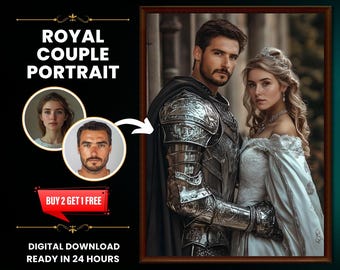 Custom Renaissance Royal Couple Portrait: Unique Canvas Print (Digital Download)