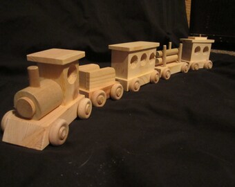 Wooden Toy Train engine coal passenger log caboose magnet handmade toddler boy