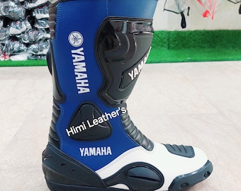 Botas de cuero para motociclismo Yamaha / Calzado para circuito Yamaha estilo R1, R6 con certificación CE Nivel 1