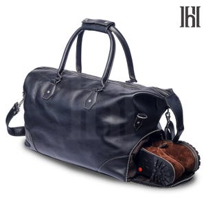 personalisierte Leder Duffle Bag, Leder Reisetasche mit Schuhfach, Leder Weekender Bag, übergroße Reisetasche, perfektes Geschenk