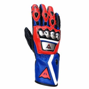 Dainese motorcycle racing leather gloves red blue black with hard knuckle armor CE level 1 protective biker gloves