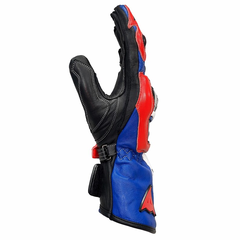 Dainese motorcycle racing leather gloves red blue black with hard knuckle armor CE level 1 protective biker gloves