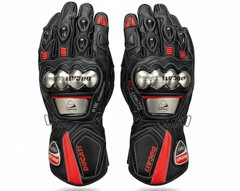 Leren Ducati Racing-handschoenen, motorbescherming, prestatiegreep