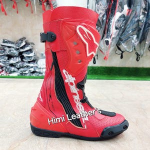 Botas de cuero para motociclismo Alpinestars / Botas de moto estilo Supertech para deportes de motor / Calzado para días de pista