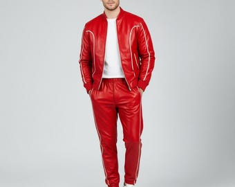 leather tracksuit for mens, Winter Insulated Style Sweatsuit