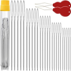 Large Eye Hand Sewing Needles Set, Assorted Sizes, Embroidery, with Threaders