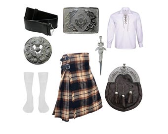 Highland Scottish 5 Yard kilt Outfit Traditional Handmade 8 Pieces Kilt Outfit Thistle Design Wedding Kilt Outfit Available in 50+ Tartans