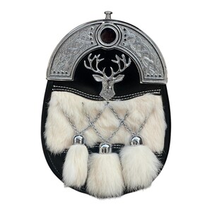 Scottish Full Dress Kilt Sporran Handmade Stag Head Badge Sporran Chrome Finished  Sporran Weeding Outfit Sporran For Men's