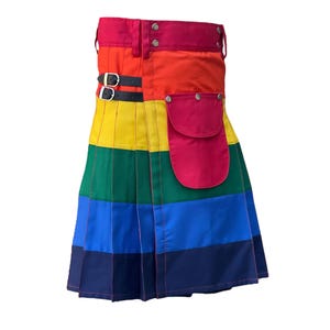 Scottish Pride Kilt Colorful Utility Kilt LGBT Gay Kilt Handmade Multicolor Plaid Pride Festival Fashion Kilt Available Size 28&#39;&#39; To 60&#39;&#39;
