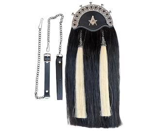 Scottish Vintage Horse Hair Sporran Handmade Masonic Badge Sporran Black Horse Hair Sporran Highland Antique Sporran For Men&#39;s