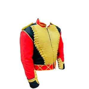 Military Style Red & Black Jacket Handmade Michael Jackson Leave Me Alone Jacket For Men&#39;s Jacket Size 34&#39;&#39; To 54&#39;&#39;