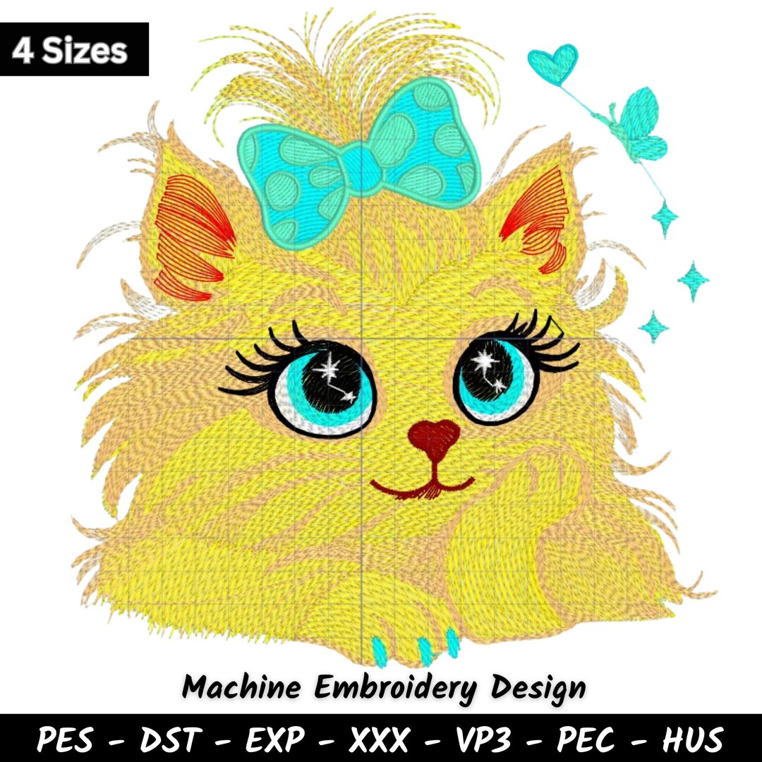 Cat Embroidery Design Files - Cute Embroidery Patterns for Machine - 4 ...