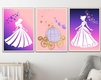 Princess Dream Wall Art Set of 3 | Fairytale Nursery & Girls Room Prints | Digital Download