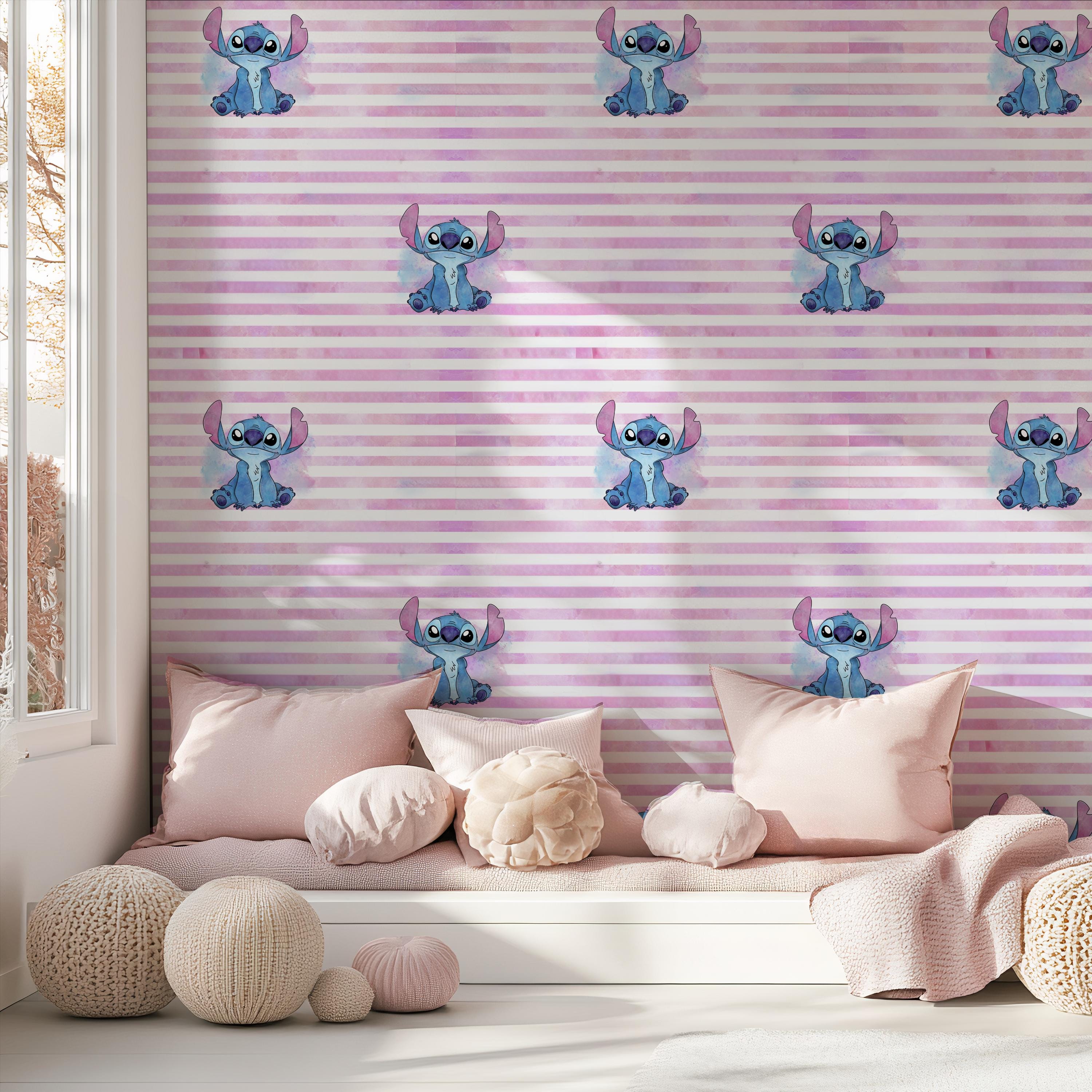 Stitch Please – Pink Stripe Watercolour Wallpaper for Kids Rooms & Nurseries