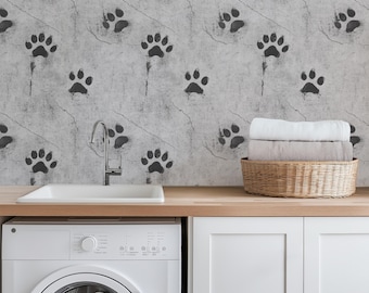 Paw Prints – Concrete Dog Trail Wallpaper