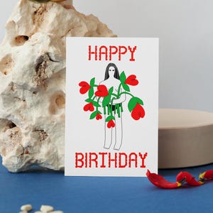BUON COMPLEANNO Piccola Maria con fiori biglietto d'auguri artistico